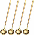 4 PCS 6.7 Inches Coffee/ Tea Spoons Long Handle, Gold, Ice Tea, Espresso Stainless Steel Long Spoons for Stirring