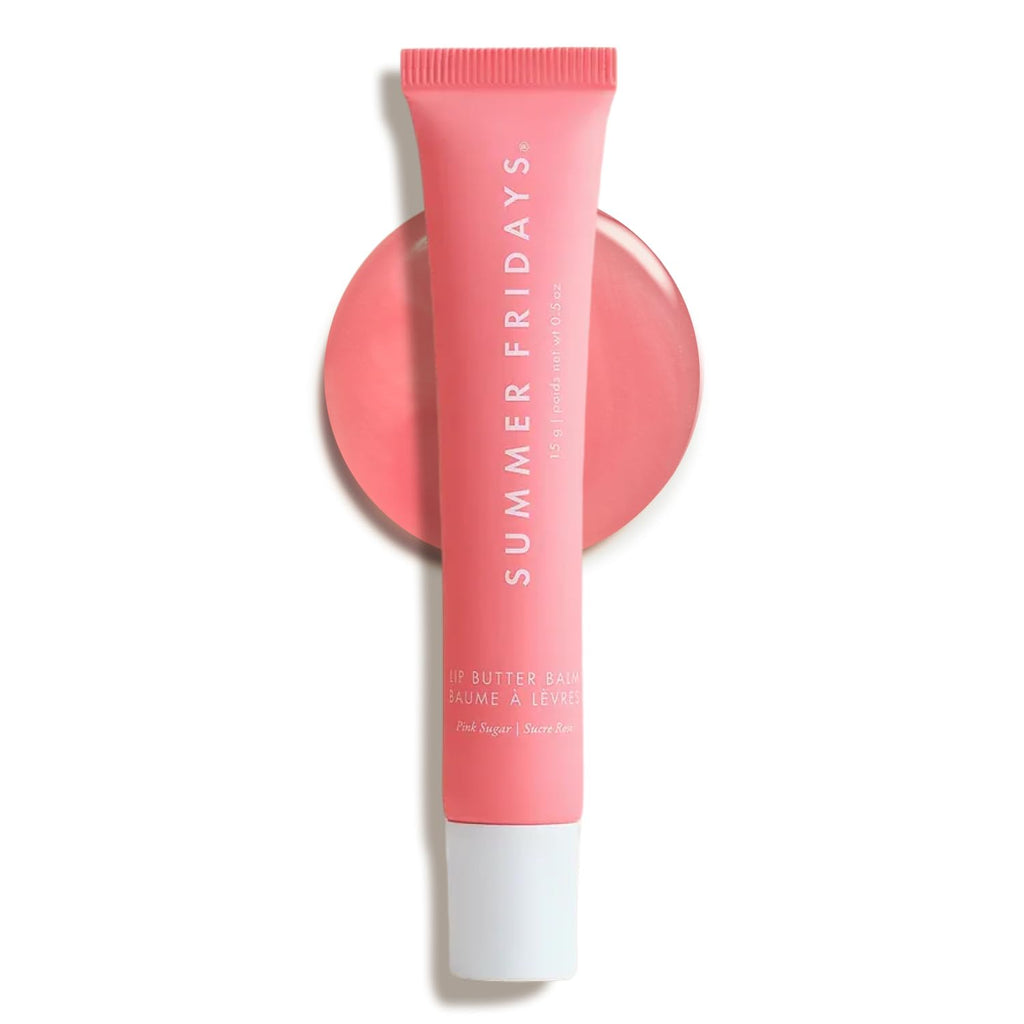 Summer Fridays Tinted Lip Butter Balm - Conditioning Vegan Lip Balm for Instant Moisture, Shine & Hydration - Sheer-Tinted, Soothing Skincare - Pink Sugar (.5 Oz)