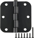 30 Pack Rounded Matte Black Door Hinges 3.5 Inch 5/8" Radius Interior 3 1/2" Flat Iron Bifold Residential Standard Bedroom Indoor for Doors 3 ½"Hardware Control H