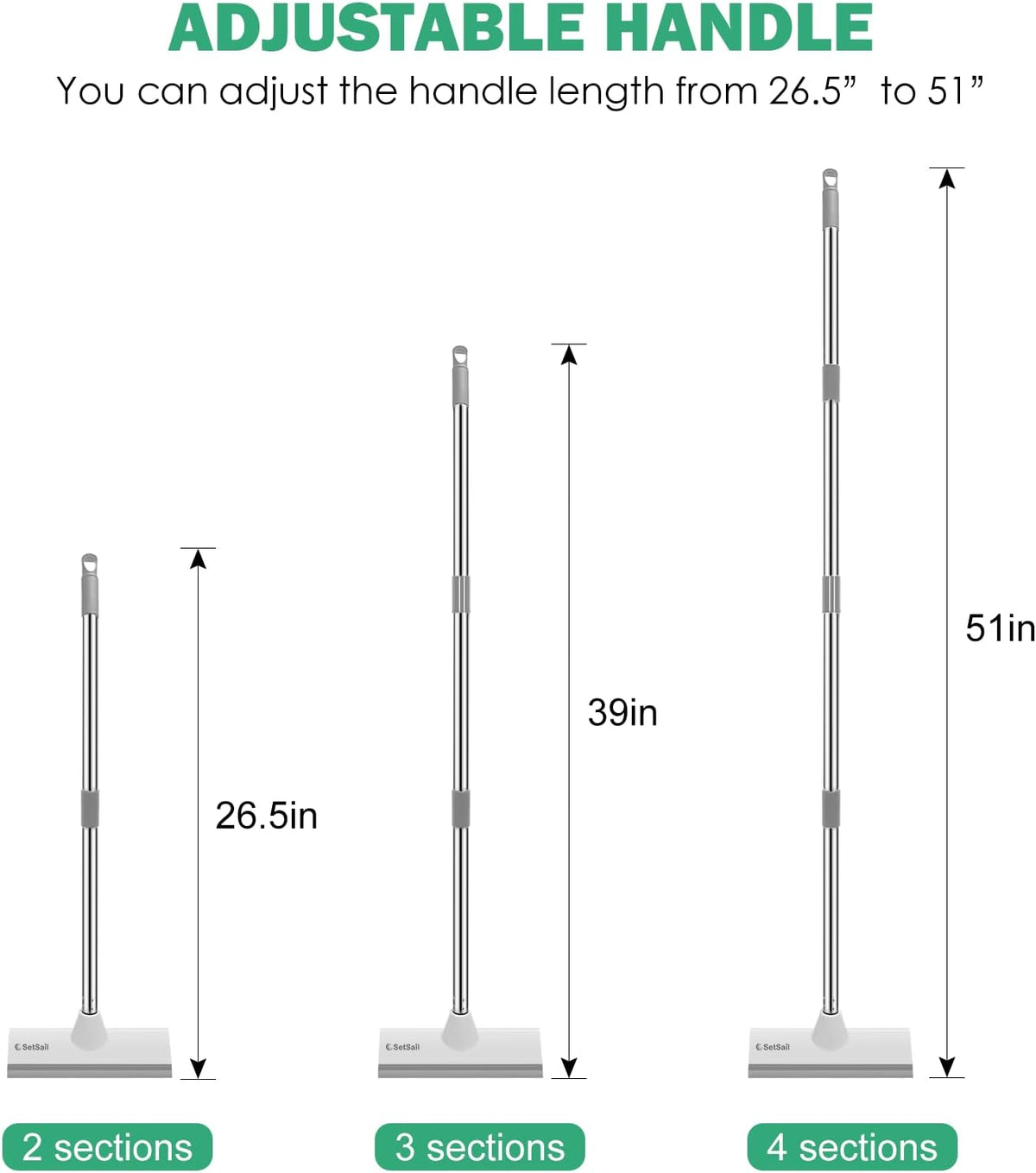 SetSail Floor Scrub Brush with 51-Inch Long Adjustable Handle 2 in 1 Scrape Brush Stiff Bristle Floor Scrubber for Cleaning Shower Bathroom Garage Kitchen Wall Deck Tub Tile