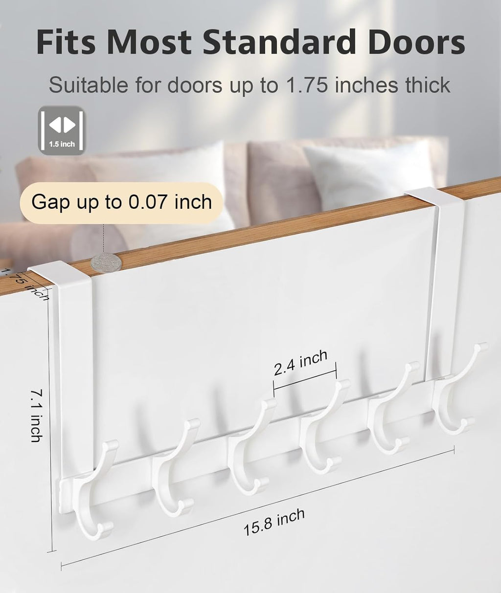Optish Over The Door Hooks, Door Hanger Hooks for Hanging, Over The Doors Towel Racks for Bathroom, Coat Rack Dorm Essentials (1Pack, White, Fit 1-3/4" Doors)