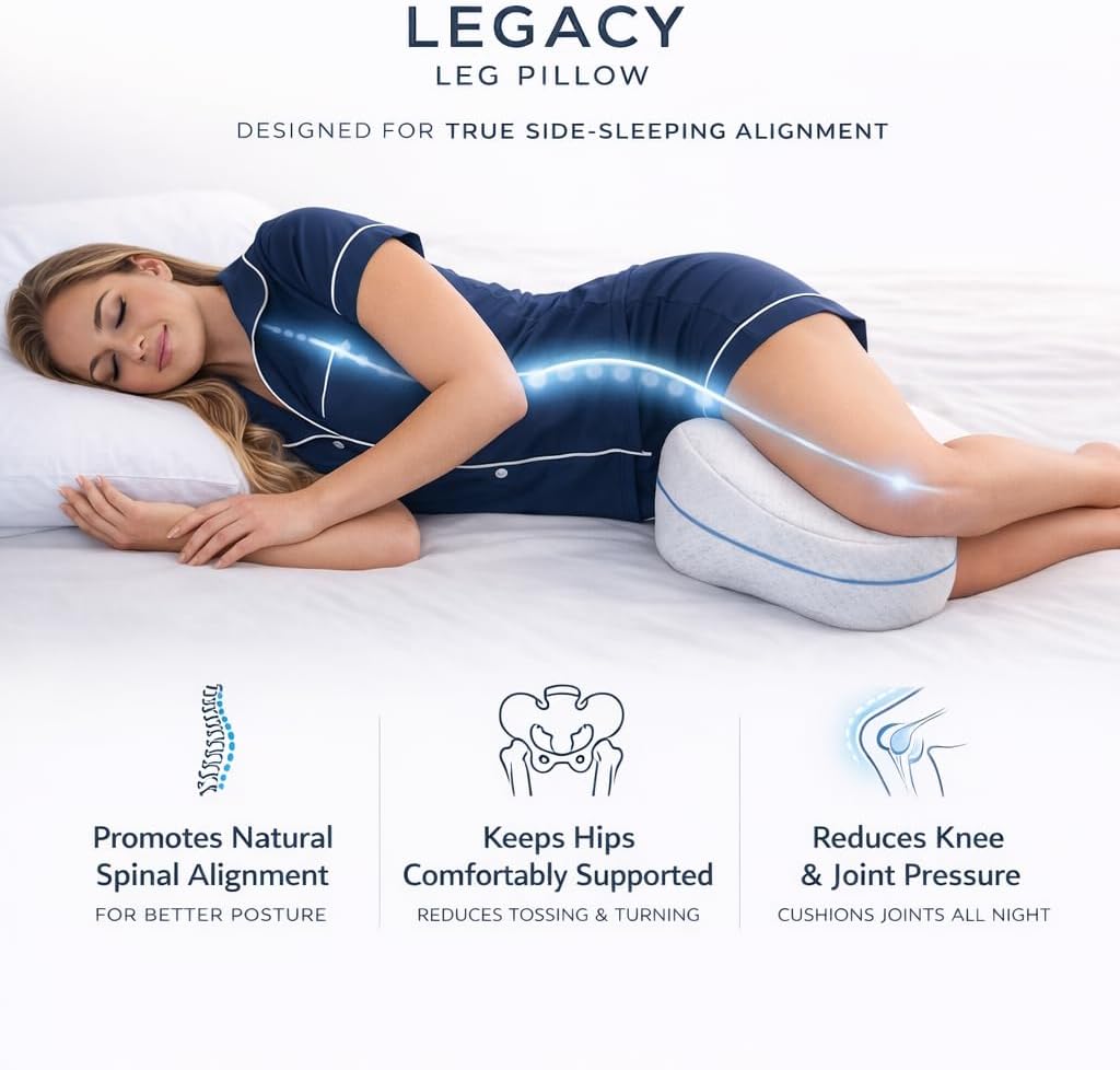 Contour Legacy Leg & Knee Foam Support Pillow for Side Sleepers Soothing Relief for Back, Hips, Knees, Joints, Nerves & Muscles
