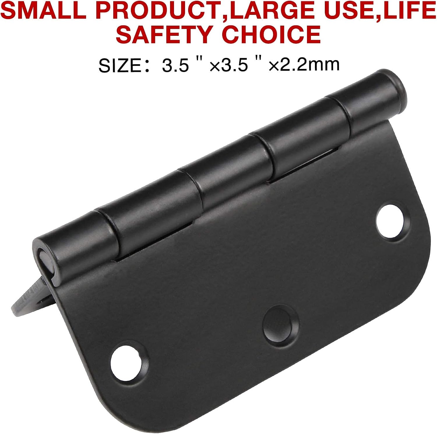 30 Pack Rounded Matte Black Door Hinges 3.5 Inch 5/8" Radius Interior 3 1/2" Flat Iron Bifold Residential Standard Bedroom Indoor for Doors 3 ½"Hardware Control H