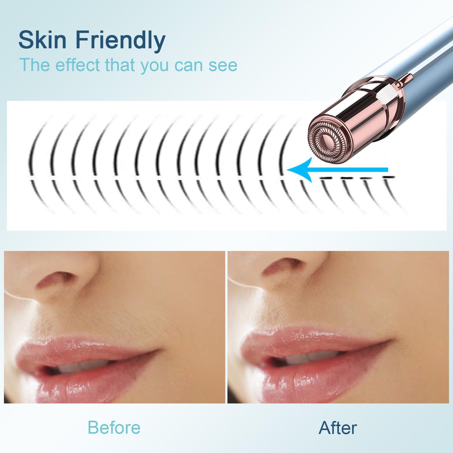 innobeaut Facial Hair Removal for Women, Electric Painless Facial Hair Remover for Face, Lip, Chin with USB Rechargeable, Blue(Device Only)