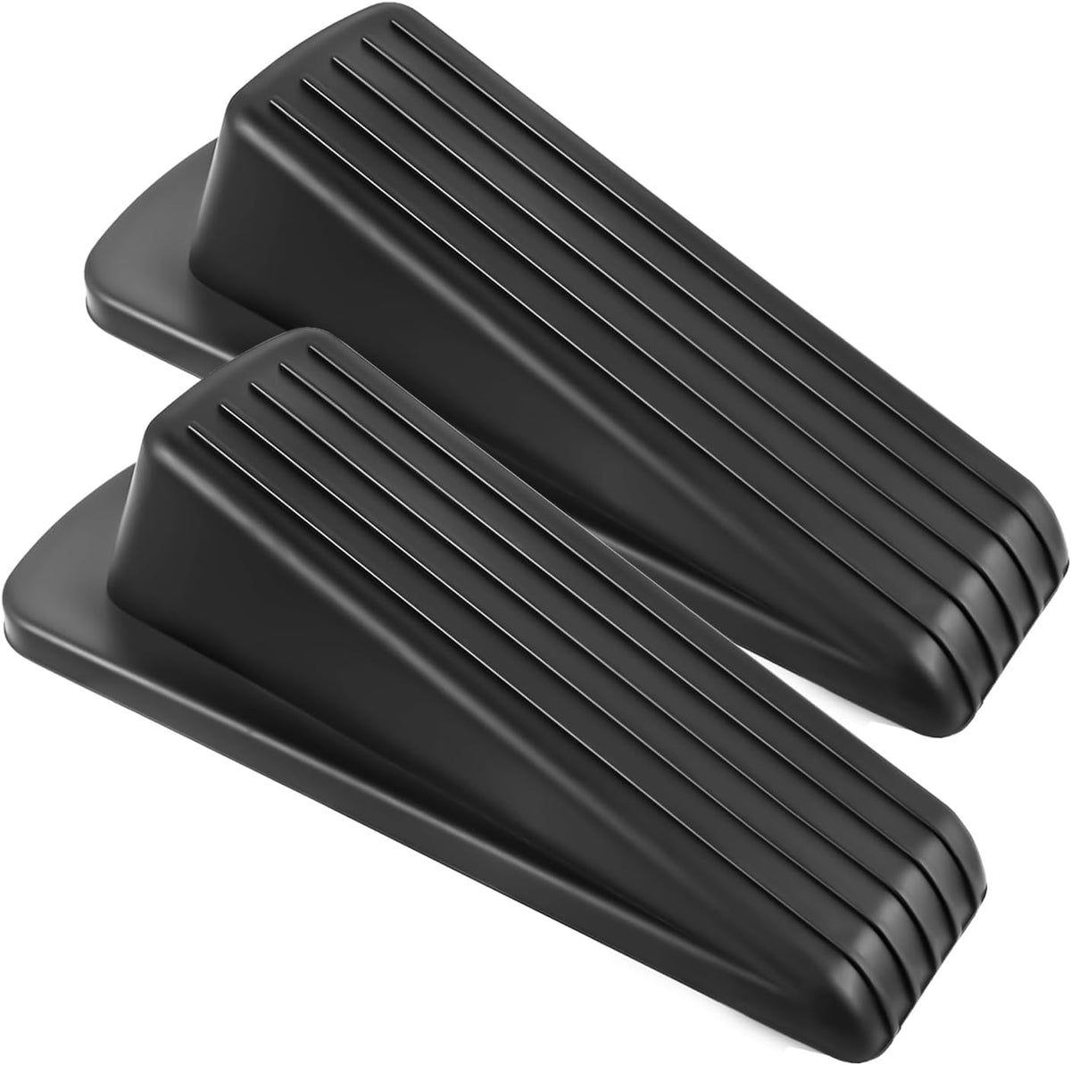 JZWBLILY Door Stoppers for Bottom of Door on Floor, Premium Rubber Door Stopper Wedge, Floor Sturdy Stackable Door Stops for Carpet Heavy Duty Door, Door Gaps (Black, 2 Pack)