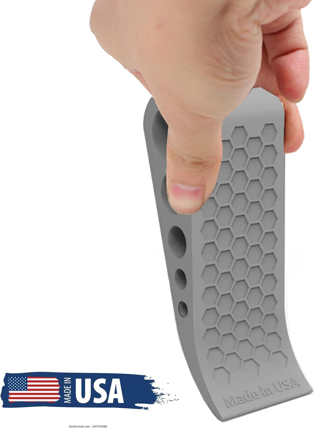 Door Stoppers for Bottom of Door Premium Floor Rubber Door Stop Wedge Made in USA Heavy Duty Honeycomb Design for Carpet, Tile, Ideal for Home, School, Commercial, Gray 2-Pack