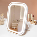 YEKKOPT Travel Makeup Mirror with Lights, Portable Small Beauty LED Vanity Mirror with Lights, 1200mAh Battery, Dimmable Touch Screen, Tabletop Folding Compact Mirror,Women Gift