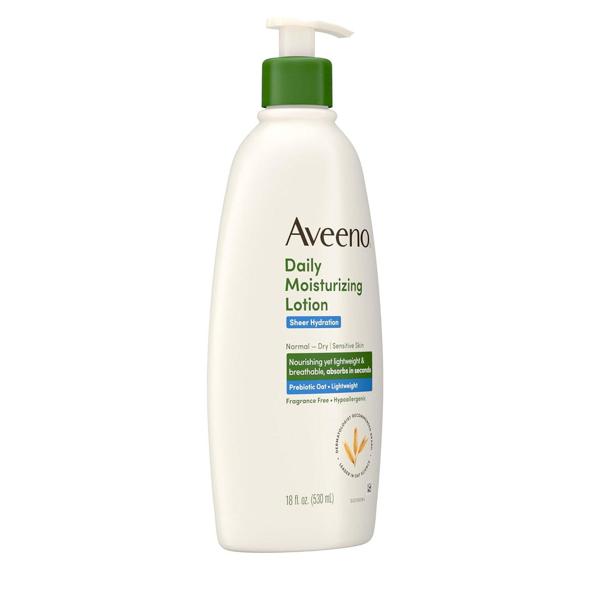 Aveeno Sheer Hydration Fragrance-Free Daily Moisturizing Lotion with Prebiotic Oat for Dry Skin, Lightweight, Fast-Absorbing Body Moisturizer Nourishes Skin with 48-hour Moisture, 18 fl. oz