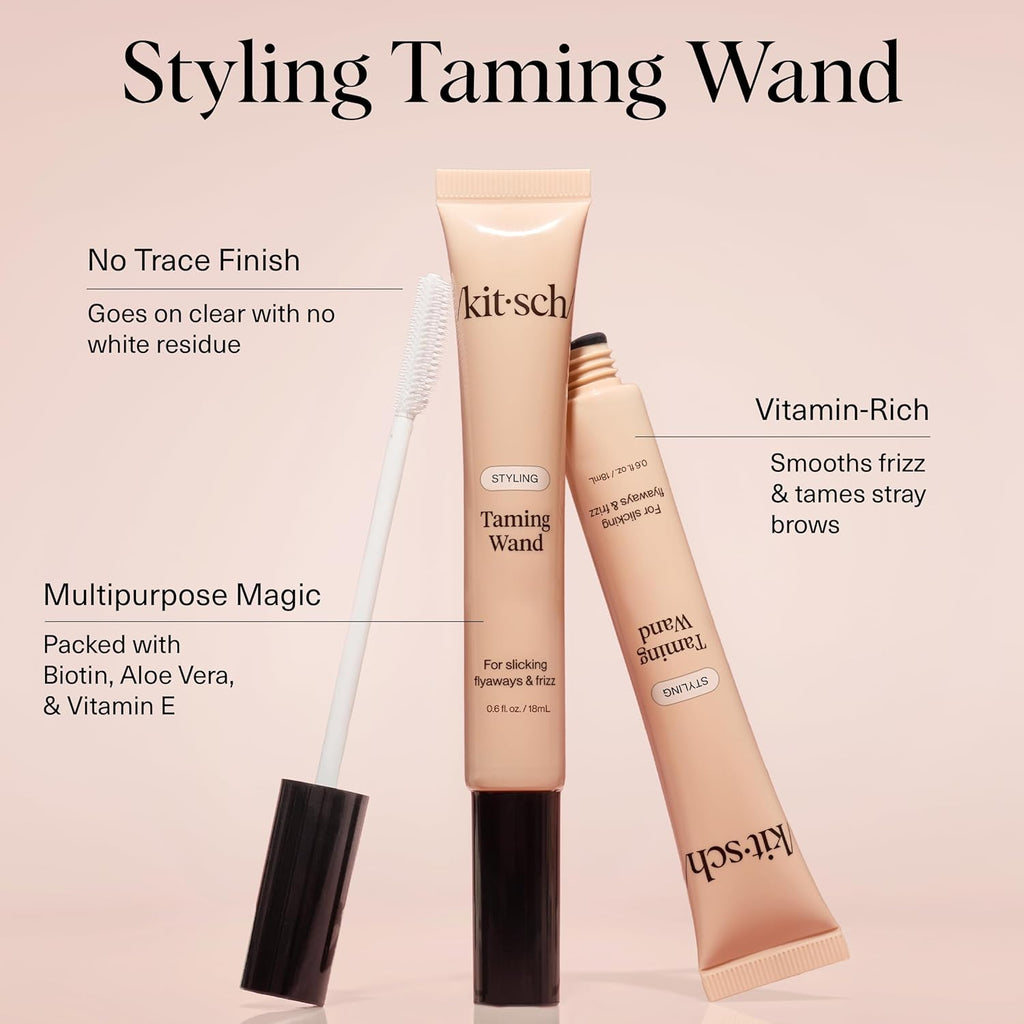 Kitsch Hair Taming Wand - Fly Away Stick For Hair with Biotin, Aloe & Vitamin E | Clear Hair Mascara for Flyaways, Slick Back Style | Travel Size, Ideal Gifts for Women - 18mL