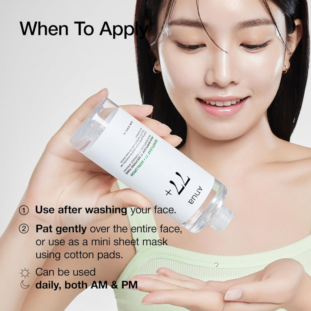Anua Heartleaf 77 Soothing Toner, Moisturizing & Calming Facial Toner for Glass Skin, Hyaluronic Acid, Lightweight Hydration for Sensitive Skin, Redness Relief, Korean Skincare, 8.45 fl.oz