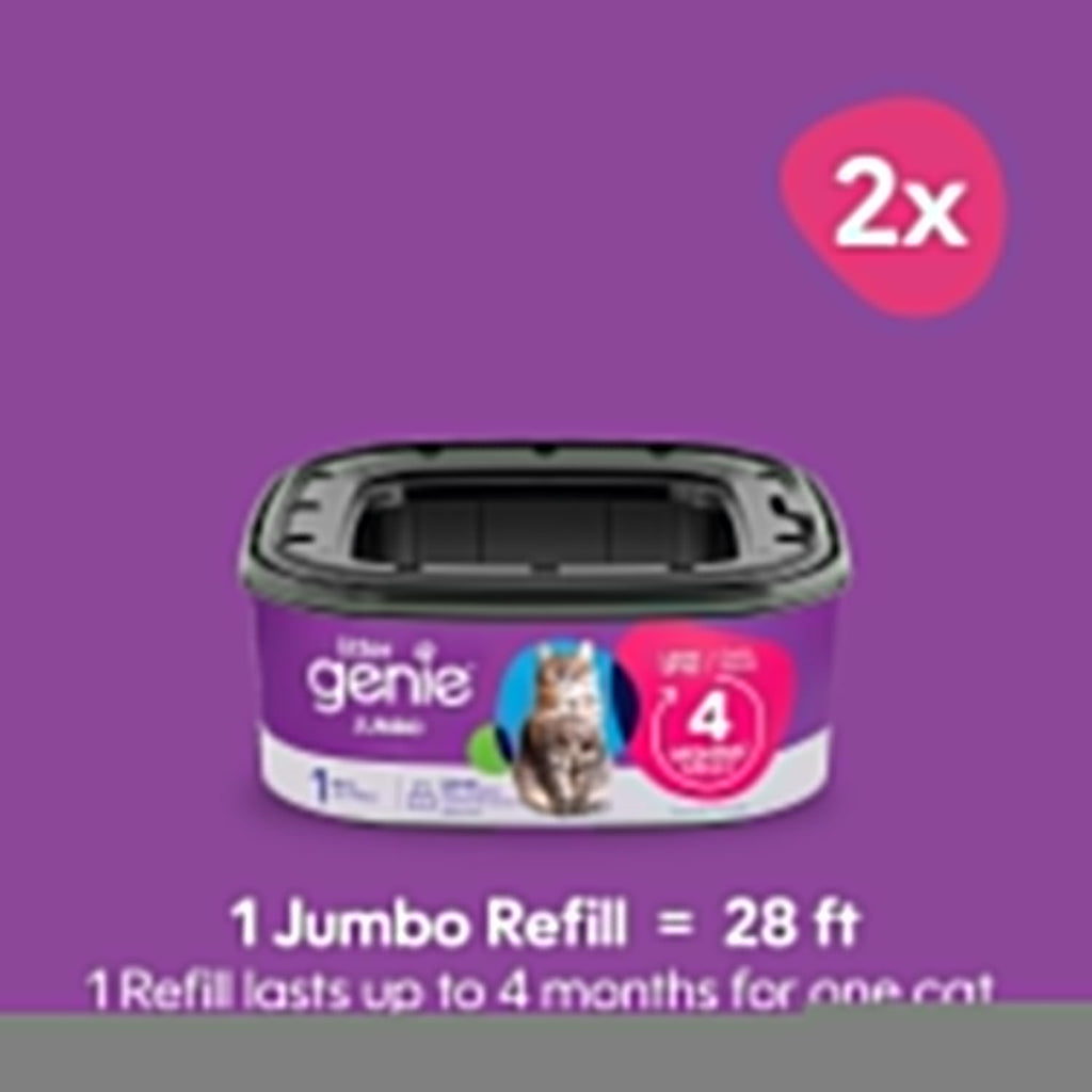 Litter Genie Refill Bags | Jumbo 2-Pack, 56 Total ft | Up to 8 Months of Supply in 2 cartridges | Ultimate Odor Control Cat Litter Bags