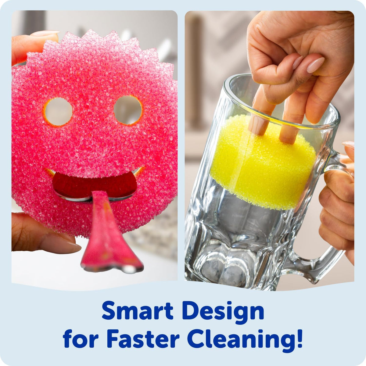 Scrub Daddy Scrub Mommy Sponges - Dish Scrubber + Non-Scratch Cleaning Sponges Kitchen, Bathroom + Multi-Surface Safe - Dual-Sided Dish Sponges for Scrubbing - Online Exclusive (3 Count)