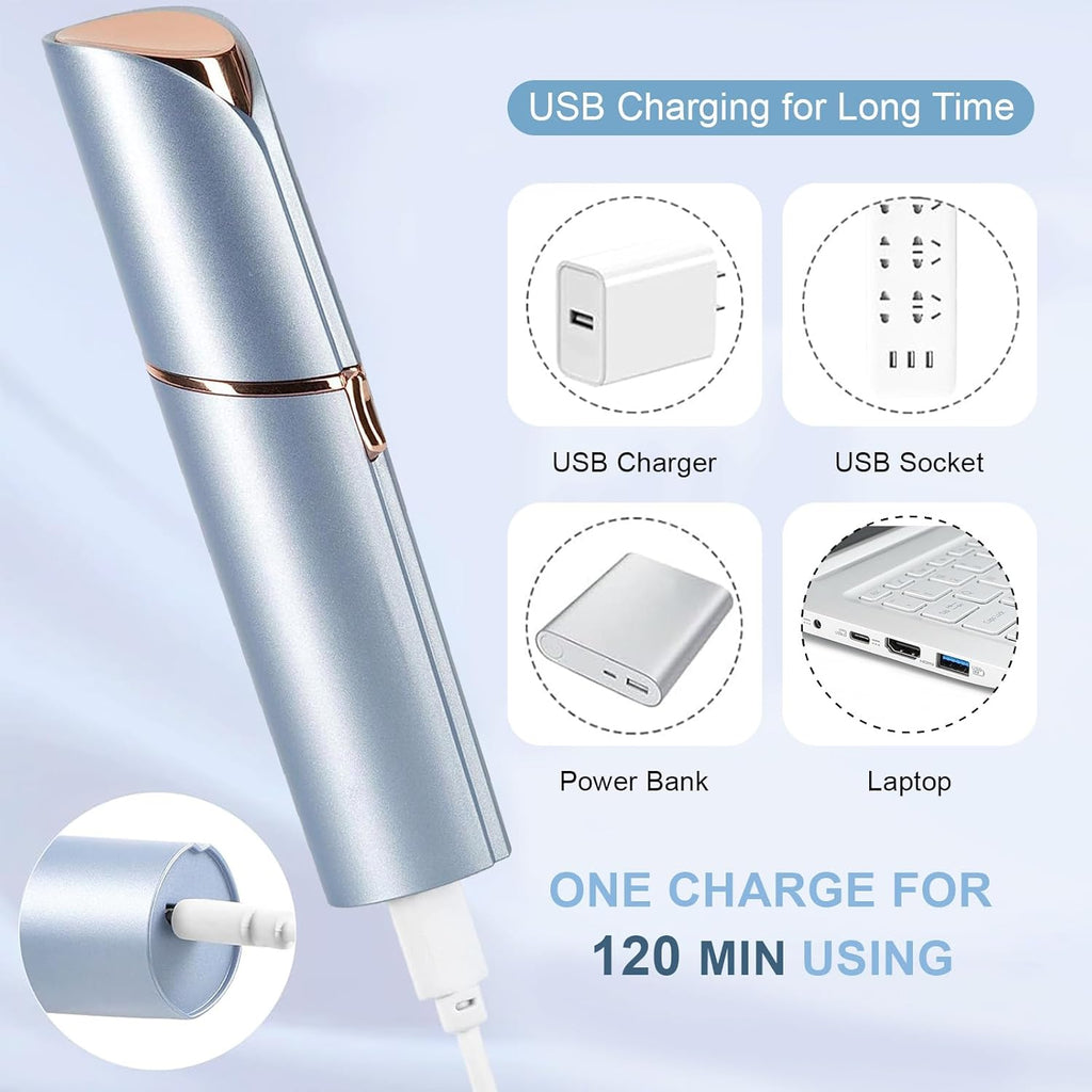 innobeaut Facial Hair Removal for Women, Electric Painless Facial Hair Remover for Face, Lip, Chin with USB Rechargeable, Blue(Device Only)