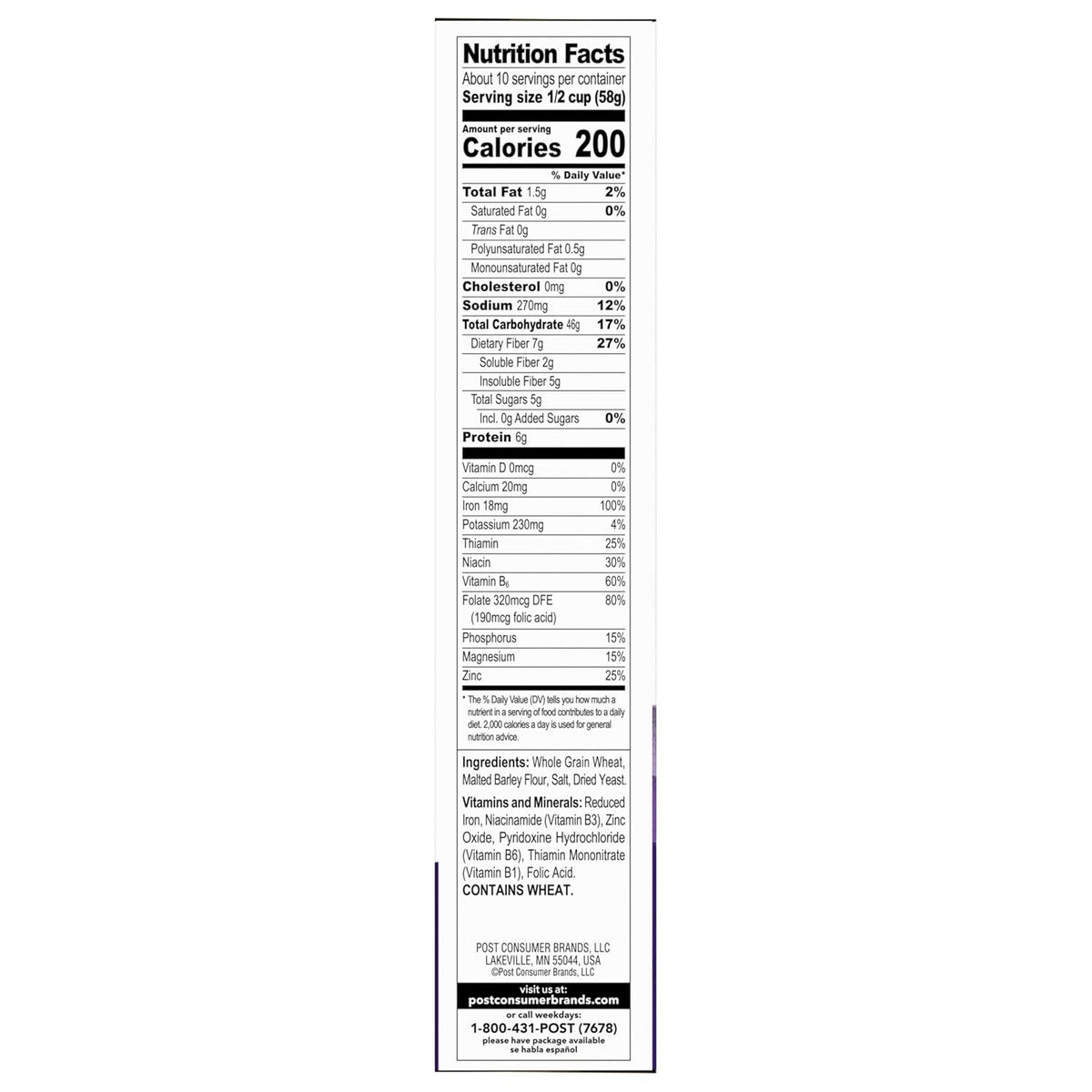 Grape-Nuts Original Cereal, Crunchy Whole Grain Wheat and Barley, Non-GMO, 20.5 oz Box