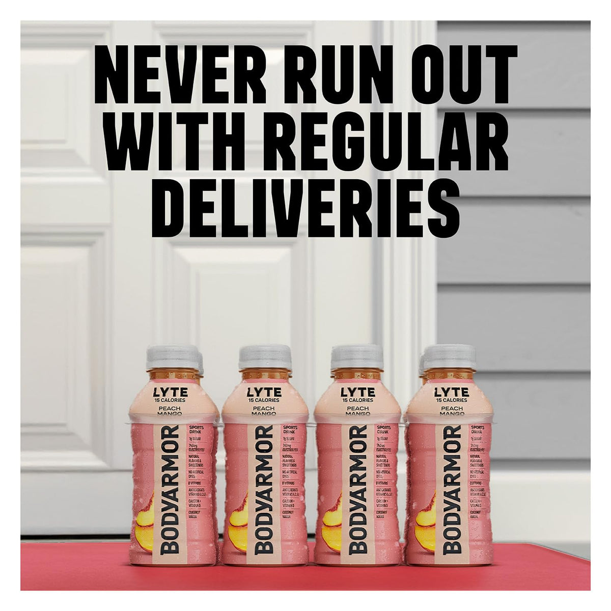 BODYARMOR LYTE, Peach Mango, Electrolyte Drink, 20 Calories, 16 Fl Oz Bottles (12 Pack), Coconut Water Sports Drink, Natural Flavor & B Vitamins