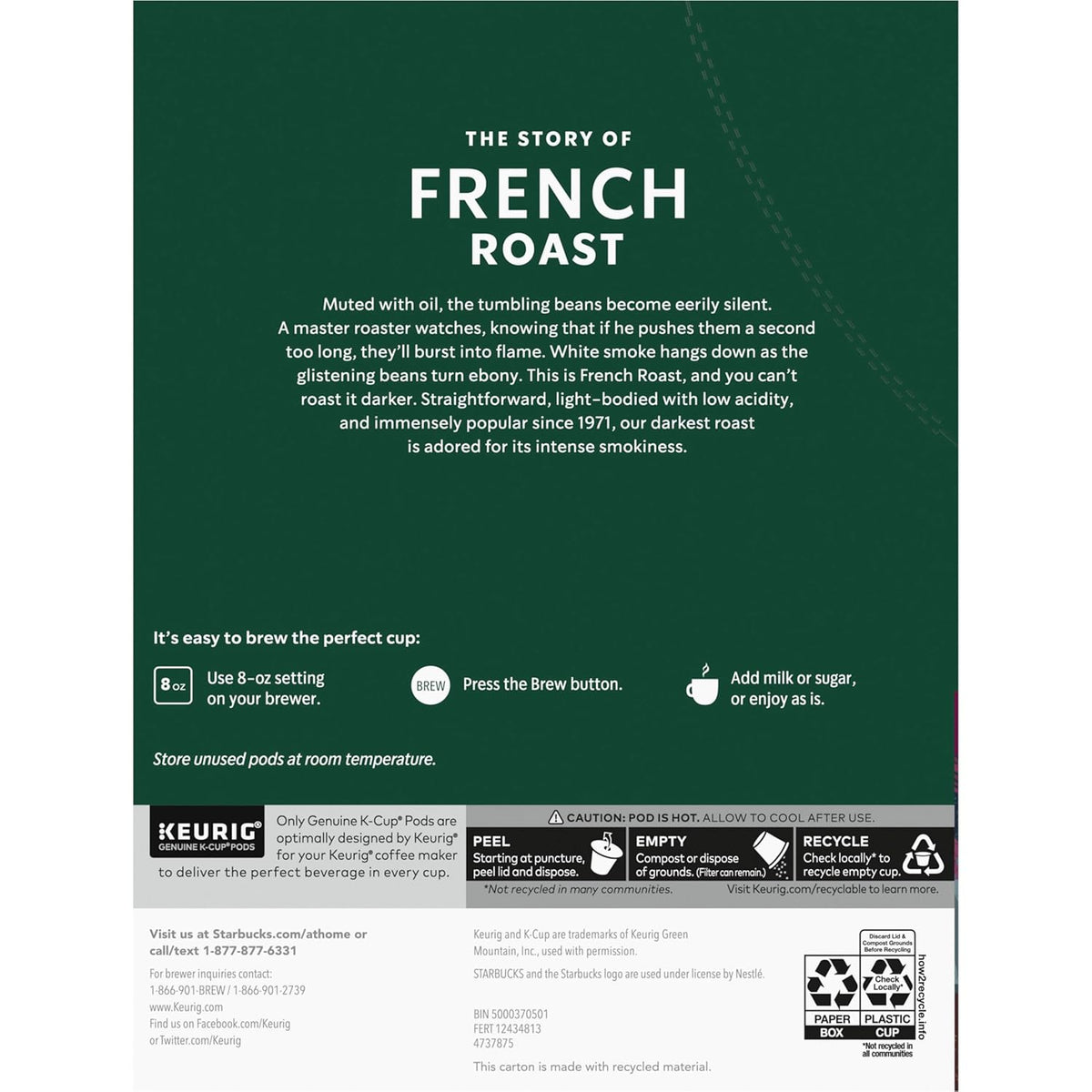 Starbucks K-Cup Coffee Pods, Dark Roast Hot or Iced Coffee, French Roast, 96 Keurig Pods