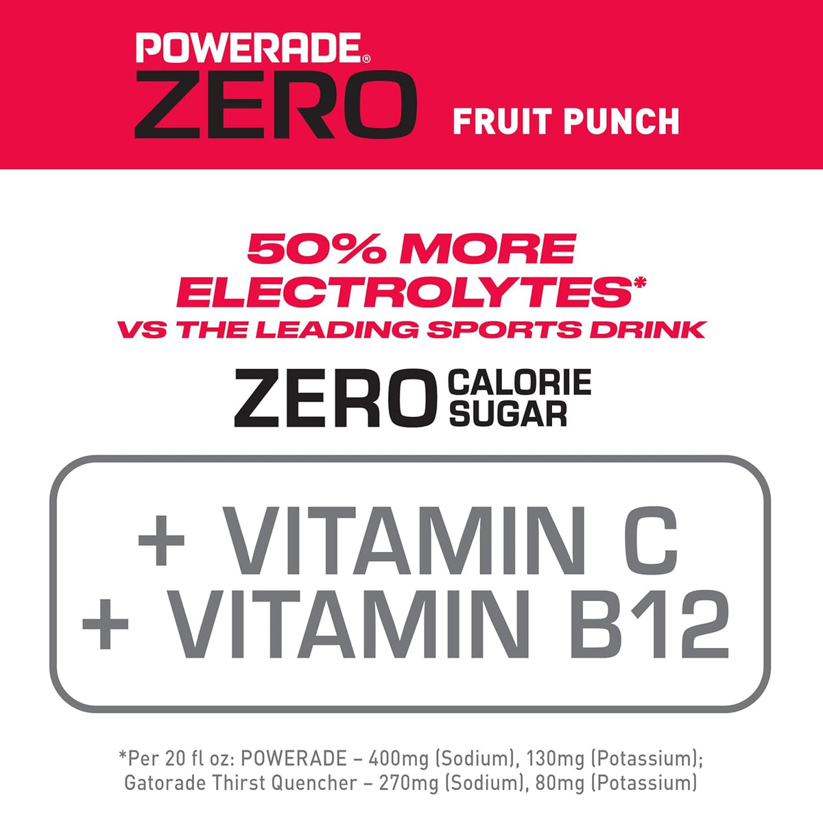 POWERADE ZERO Fruit Punch, 20 fl oz, 8 Pack