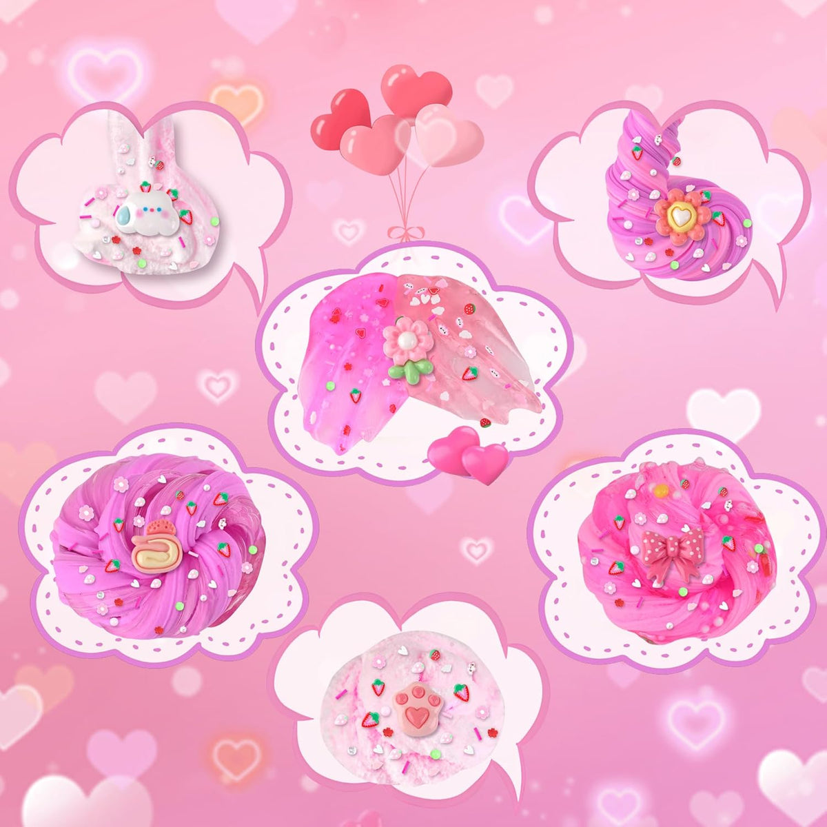 6 Pack Slimes, Pink Slime Kids, Cloud Slime kit for Girls Ages 8-12, Toys for Girls and Boys, for Kids Slime Set Party kit Goodie Bag Stuffers, 4 5 6 7 8 9 10 Year Old Girl Birthday Gift Cute Stuff