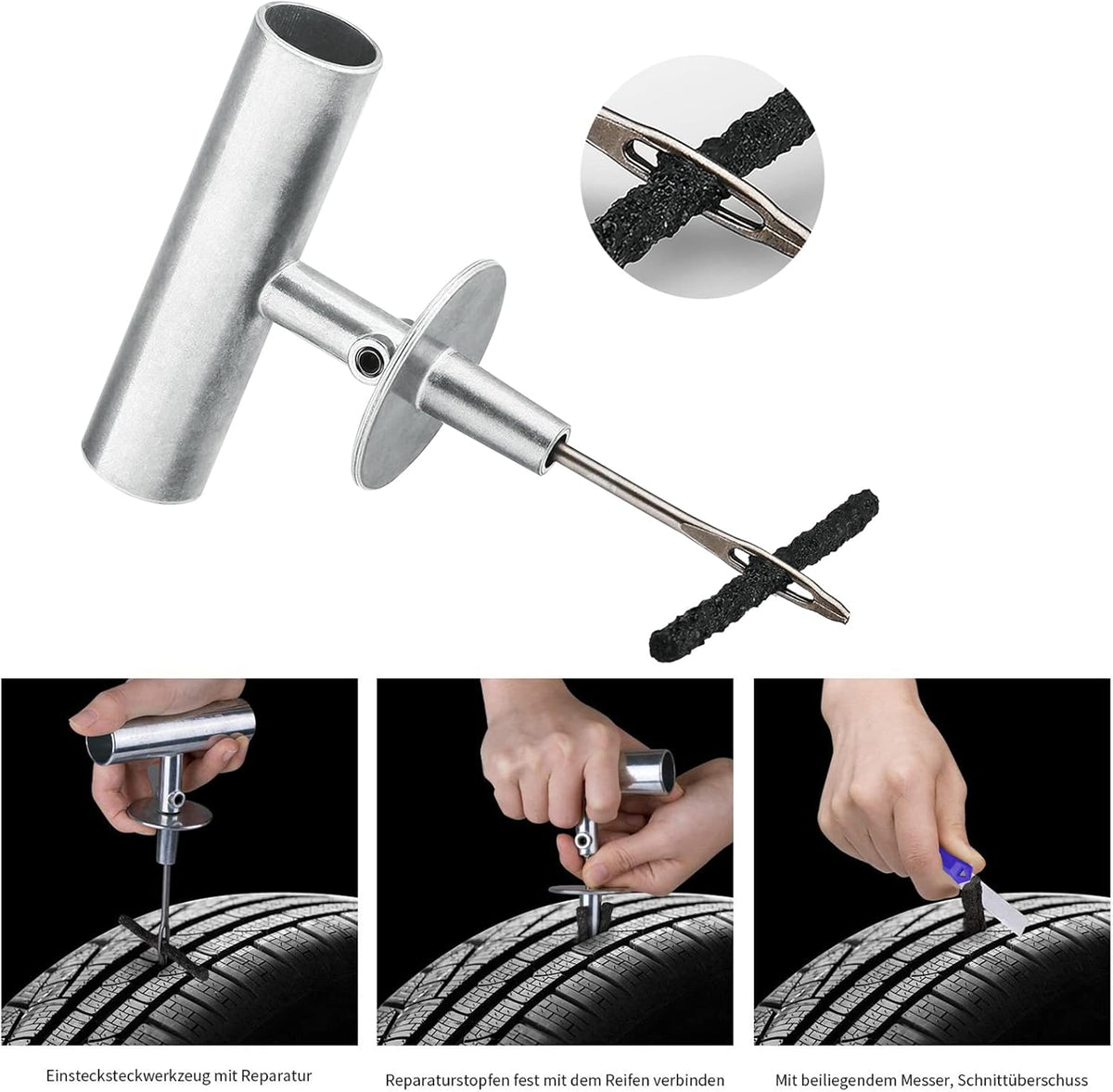 AUTOWN Tire Repair Kit - 68pcs Heavy Duty Tire Plug Kit, Universal Tire Repair Tools to Fix Punctures and Plug Flats Patch Kit for car Motorcycle, Truck, ARB，ATV, Tractor, RV, SUV, Trailer