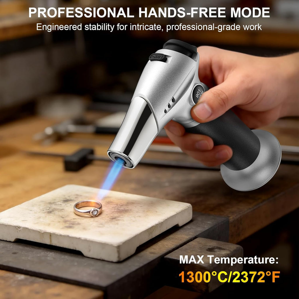TBTEEK Butane Torch, Kitchen Torch Cooking Torch with Safety Lock & Adjustable Flame for Cooking, BBQ, Baking, Brulee, Creme, DIY Soldering(Butane Not Included)
