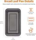 Amazon Basics Rectangular Nonstick Bread Loaf Pan for Baking Meatloaf with Even Heat Distribution, 9.5 x 5 Inch, Gray, Set of 2