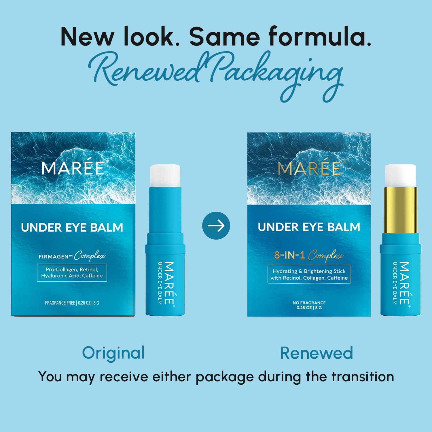 MAREE Under Eye Balm Stick Hydrating – Retinol Caffeine Under Eye Brightener Stick for Older Women – Collagen Undereye Cream for Dark Circles & Wrinkles – Skin Care Treatment Moisturizer