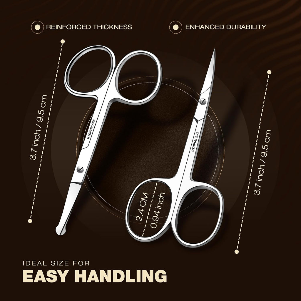 Utopia Care Eyebrow Scissors, Professional Stainless Steel Small Shears for Men and Women, Nose Hair Scissors for Grooming Mustache, Beard, Eyelashes, Ear Hair Trimming, Silver