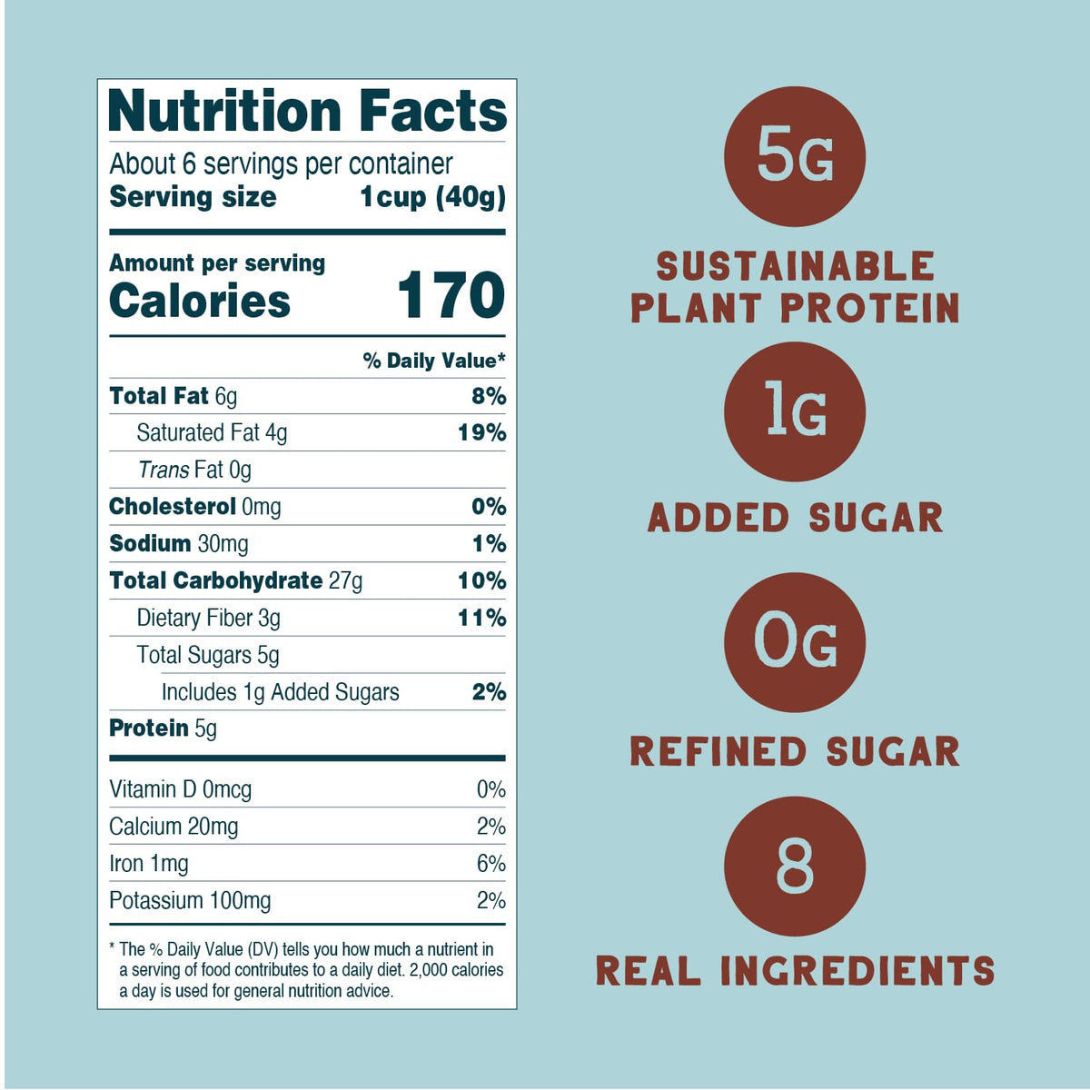 Seven Sundays Sunflower Cereal, Real Cocoa, 8 Oz Bag, Grain & Gluten Free, 5g Upcycled Protein, 1g Added Sugar, Crunchy Chocolate Snack