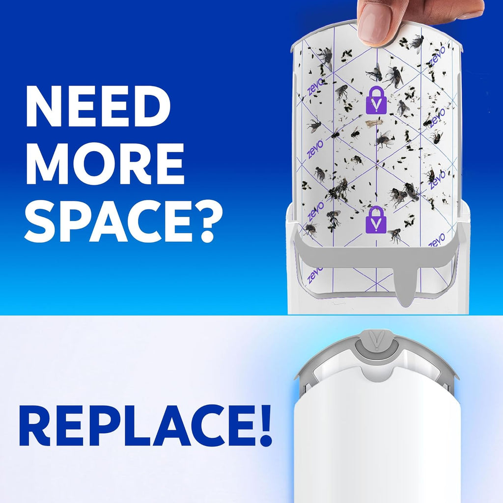 Zevo Flying Insect Trap Official Refill Cartridges - Fits Both Zevo Trap & MAX Indoor Fly Trap - Authentic Trap+Lock Technology to Catch Gnats, House & Fruit Flies (4 Official Refill Cartridges)