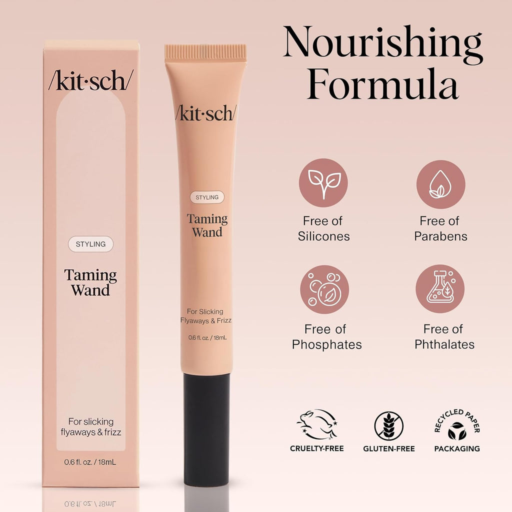 Kitsch Hair Taming Wand - Fly Away Stick For Hair with Biotin, Aloe & Vitamin E | Clear Hair Mascara for Flyaways, Slick Back Style | Travel Size, Ideal Gifts for Women - 18mL
