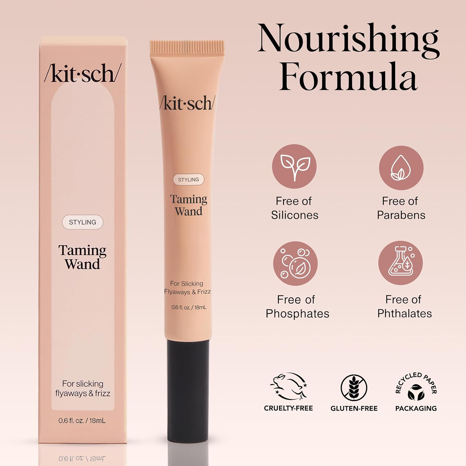 Kitsch Hair Taming Wand - Fly Away Stick For Hair with Biotin, Aloe & Vitamin E | Clear Hair Mascara for Flyaways, Slick Back Style | Travel Size, Ideal Gifts for Women - 18mL