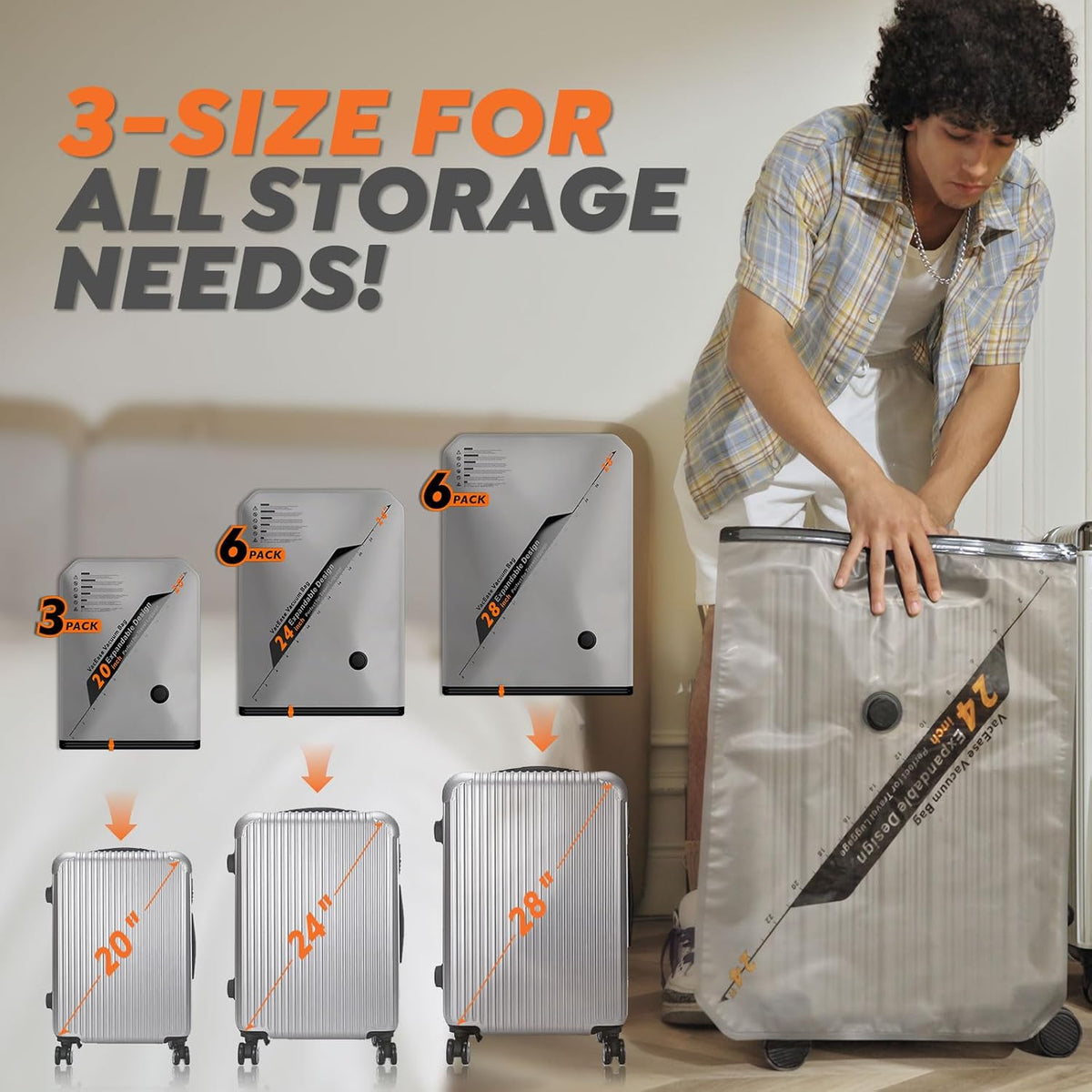 Vacbird Rechargeable Wireless Pump Travel Storage Bags Set - Portable Space Saver Bags for Travel & Home - Vacuum Compression Packing Seal for Clothes, Blankets, Seasonal Storage 15 Combo Set