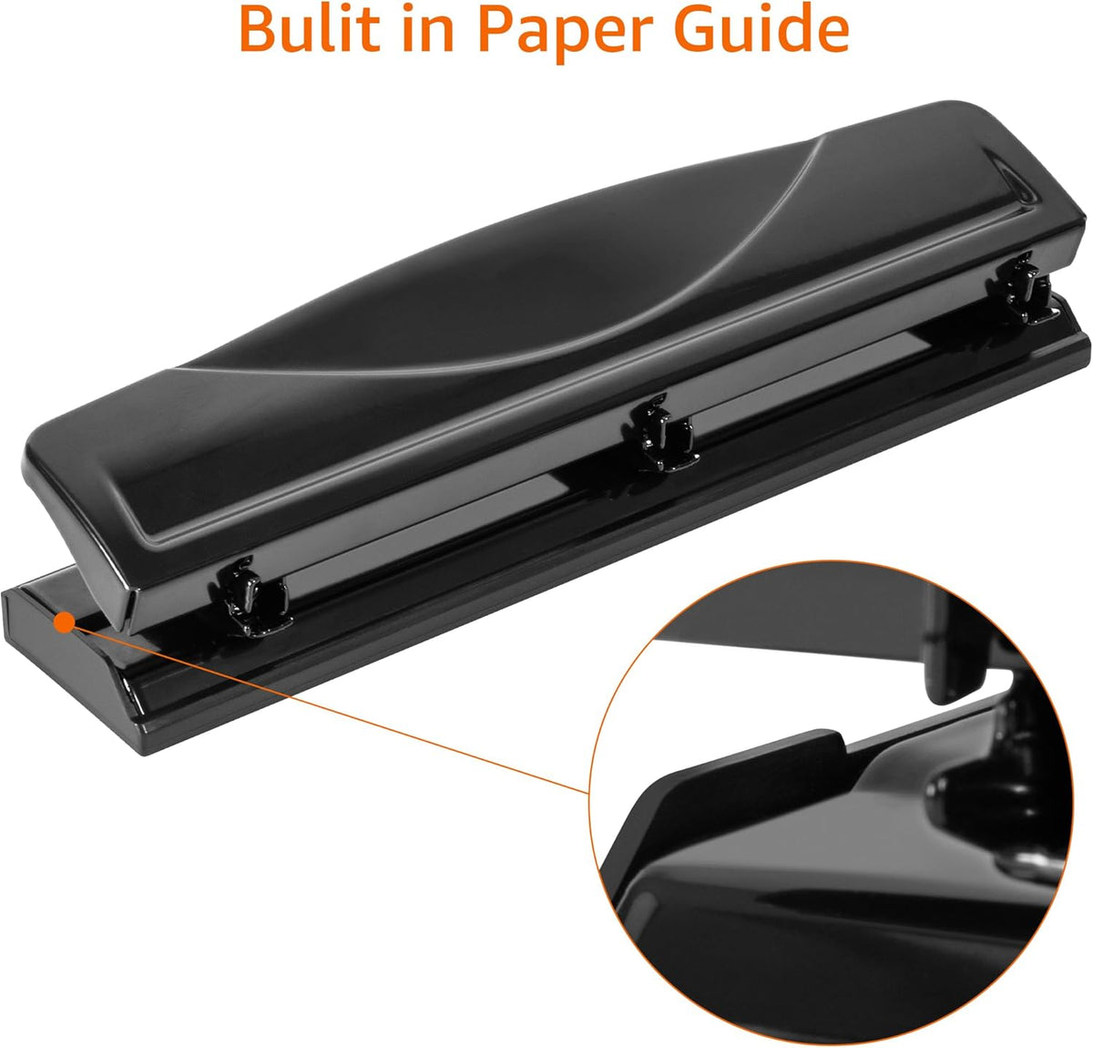 Amazon Basics 3 Hole Punch, 10 Sheet Capacity, Black, Easy-Clean Tray