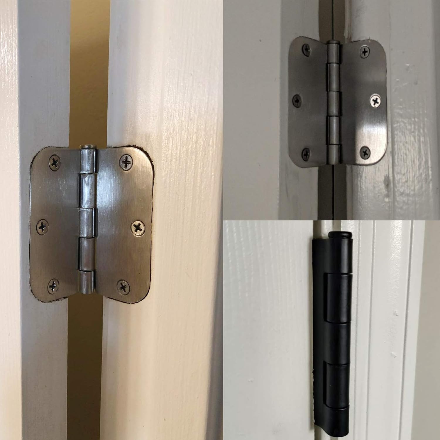 30 Pack Rounded Matte Black Door Hinges 3.5 Inch 5/8" Radius Interior 3 1/2" Flat Iron Bifold Residential Standard Bedroom Indoor for Doors 3 ½"Hardware Control H
