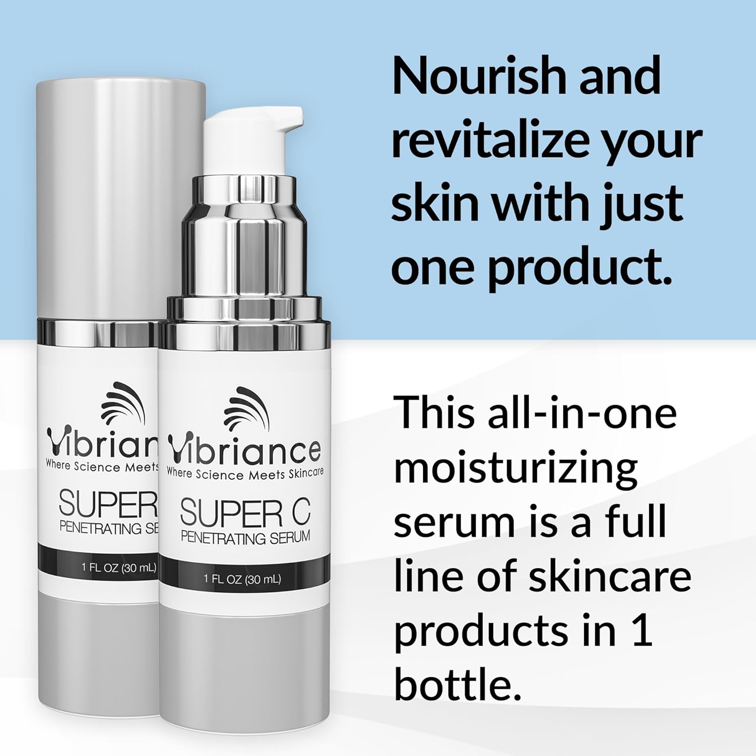 Vibriance Super C Serum for Mature Skin - All-in-One Vitamin Formula Hydrates, Firms, Lifts, Smooths, Targets Age Spots, Wrinkles, 1 fl oz