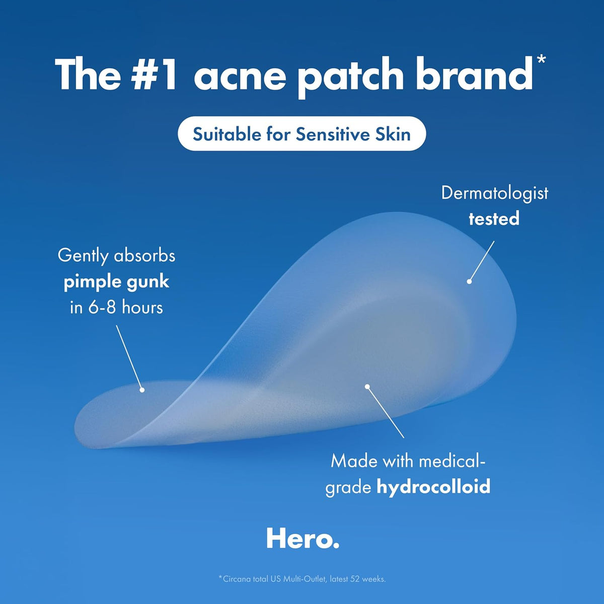 Mighty Patch™ Invisible+ Patch – The Barely-There Daytime Hydrocolloid Acne Pimple Patch for Covering Zits and Blemishes, Tapered Edges Designed to Blend Into Skin (72ct)