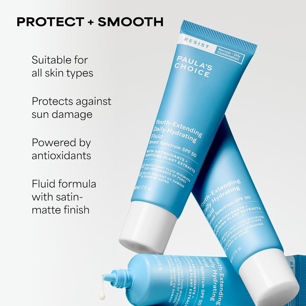 Paula's Choice RESIST Daily Hydrating Fluid Face Moisturizer with SPF 50 Sunscreen, Face Sunscreen for Oily Skin, Chamomile & Vitamin E, UVA/UVB Protection, Fragrance-Free, TSA Friendly