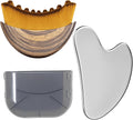 Stainless Steel Gua Sha Tool & Lymphatic Drainage Face Brush Set, TWPER Facial Massage Kit for Jawline Sculpting Puffiness Lifting Relaxation, Contour Face Brush with Storage Case