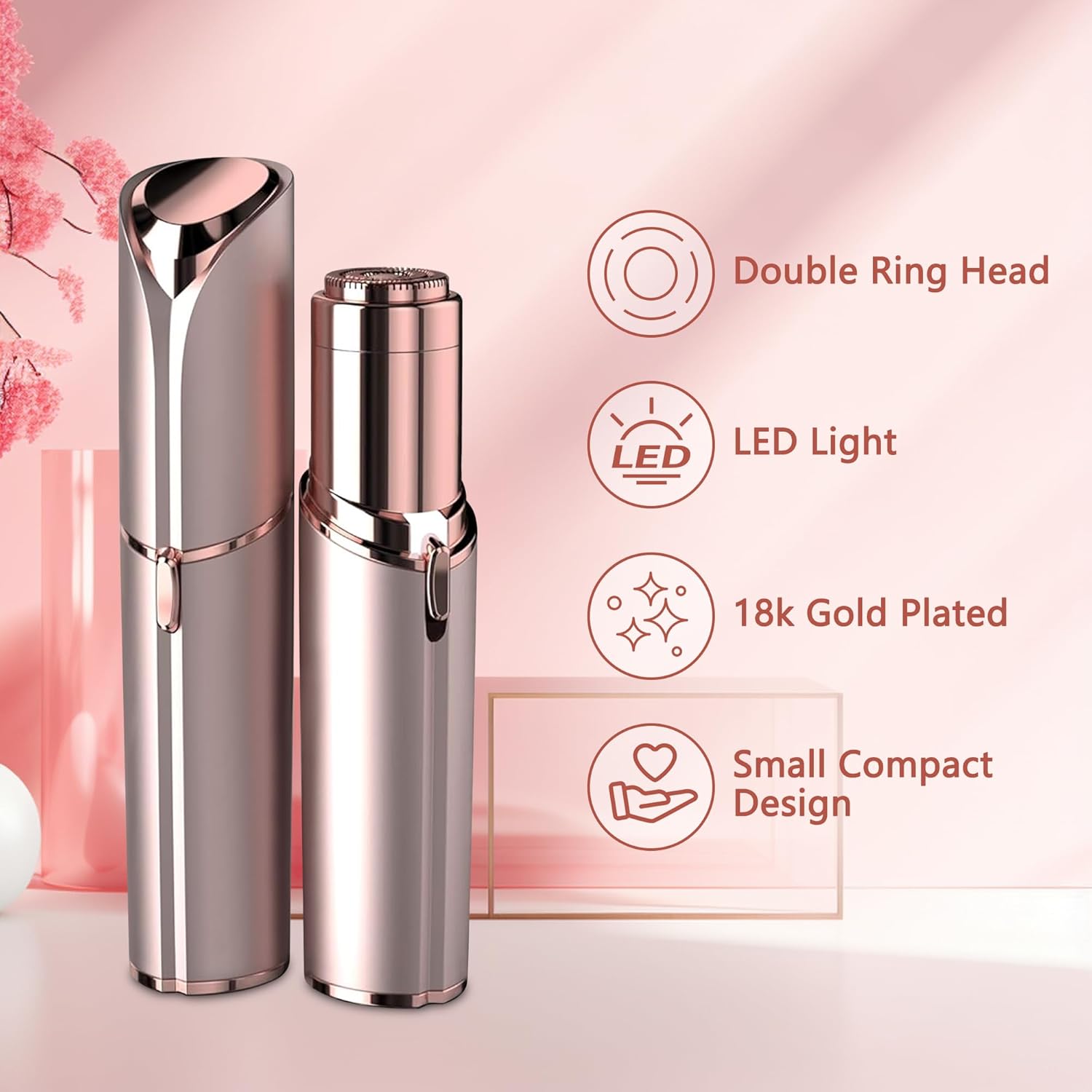 Facial Hair Remover for Women - as Seen on TV Painless Face Shaver - Electric Hair Removal Device for Face Lips Peach Fuzz with Light (White)