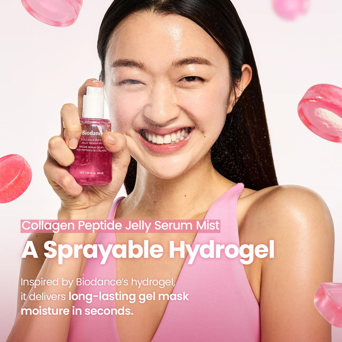 BIODANCE Collagen Peptides Jelly Serum Mist, Hydrating Face Mist, Plumping, Anti-Aging Face Spray, Sprayable Hydrogel, Travel Essentials & Self Care Gifts for Women, Korean Skin Care | 1.69 fl.oz