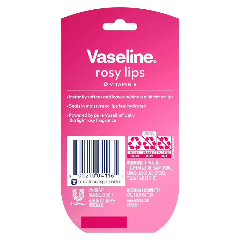Vaseline Lip Therapy 2 ct Rosy Lips Mini For Dry, Chapped Lips Moisturizing Tinted Lip Balm 0.5 oz