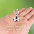 Neosmuk Magnetic Hooks, Heavy Duty 30lb+ Strong Magnet Hook for Cruise Cabins, Cruise Ship Essentials for Hanging, Metal Wall Refrigerator Hangers (Silver White, 10 Pack)
