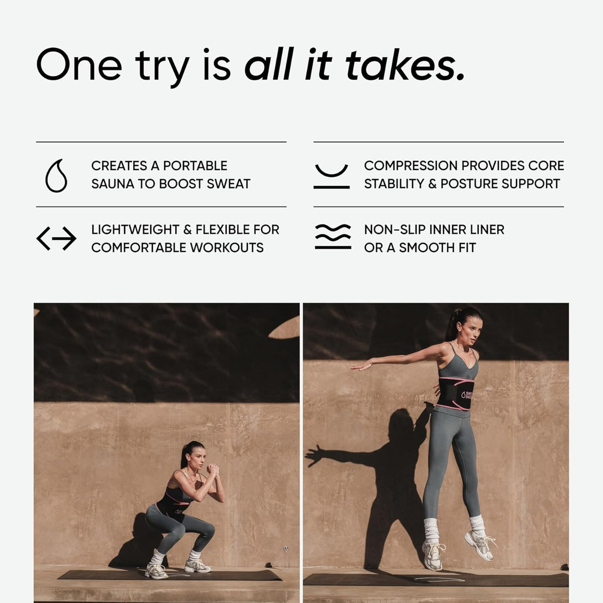 Sports Research Sweet Sweat Waist Trimmer (Core Series) - Premium Sweat Enhancing Fitness Band for Women & Men