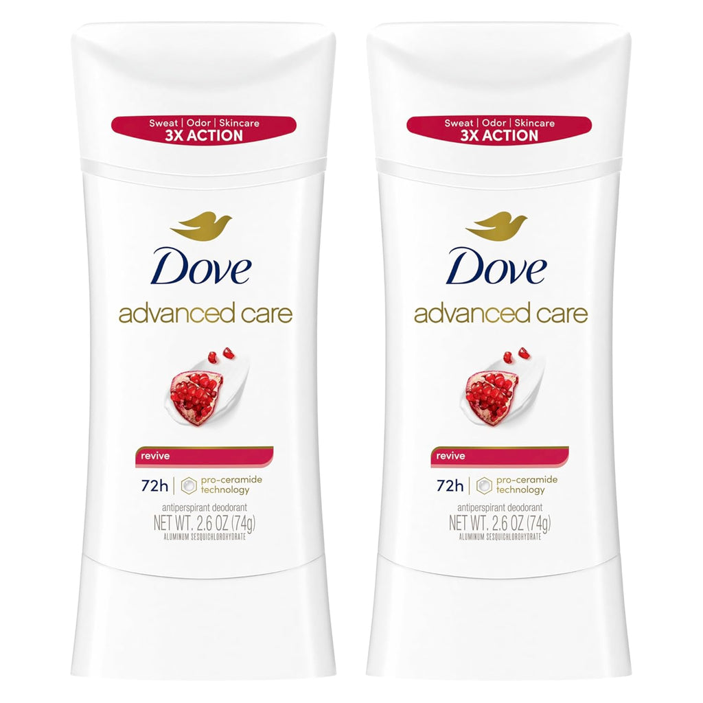 Dove Advanced Care Antiperspirant Deodorant for Women Twin Pack Revive 72 hour sweat and odor protection 2.6 oz (Packaging May Vary)