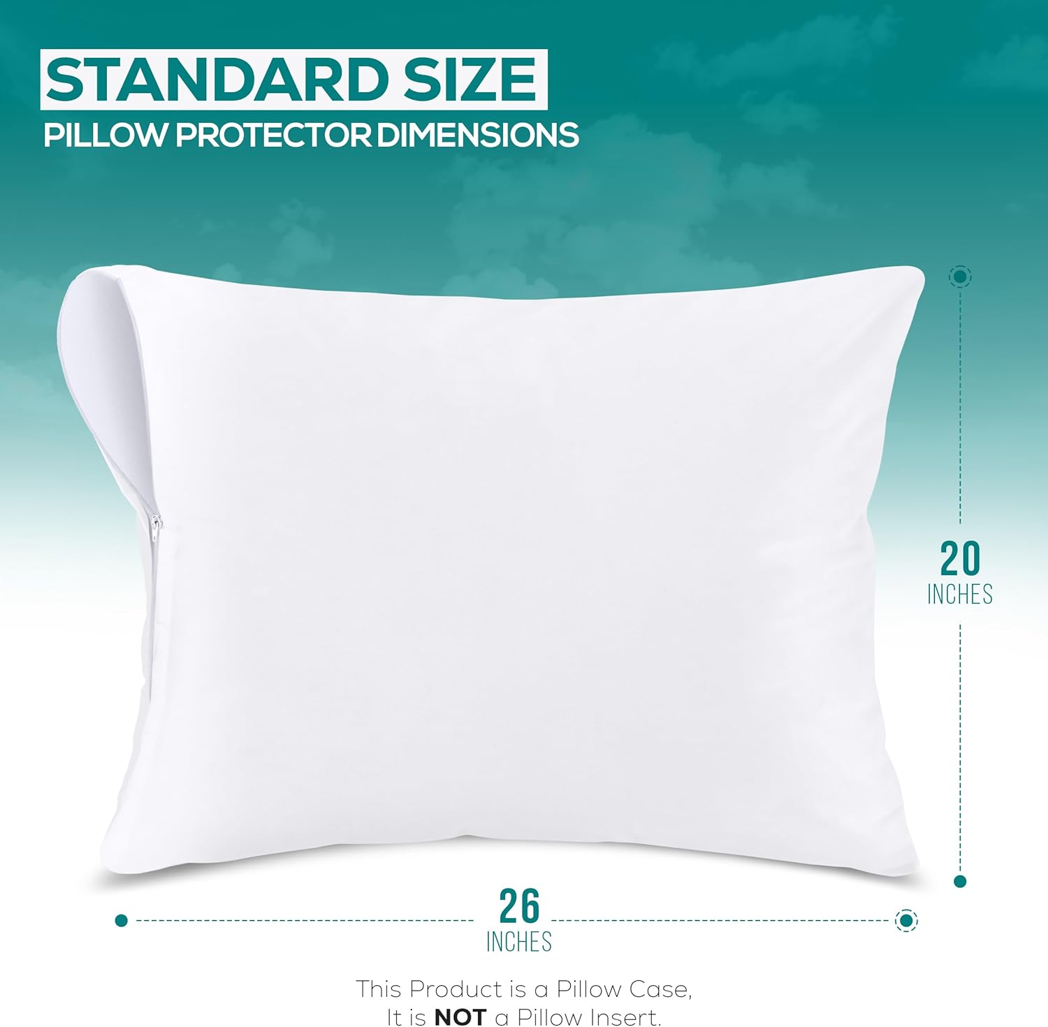 Set of 4 Pillow Protectors with Zipper Standard Size, Bed Bug and Dust Mite Proof Pillow Covers, Ultra Soft Pillow Encasements, Moisture Wicking and Waterproof Pillow Cases by Utopia Bedding (White)