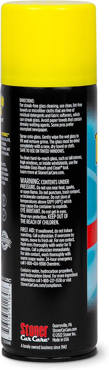 Invisible Glass 91164-2PK Premium Aerosol Glass Cleaner Spray for Car Windshields and Windows, Automotive and Home Window Cleaner, Streak-Free, Ammonia-Free, Tint-Safe – 19 oz (Pack of 2)