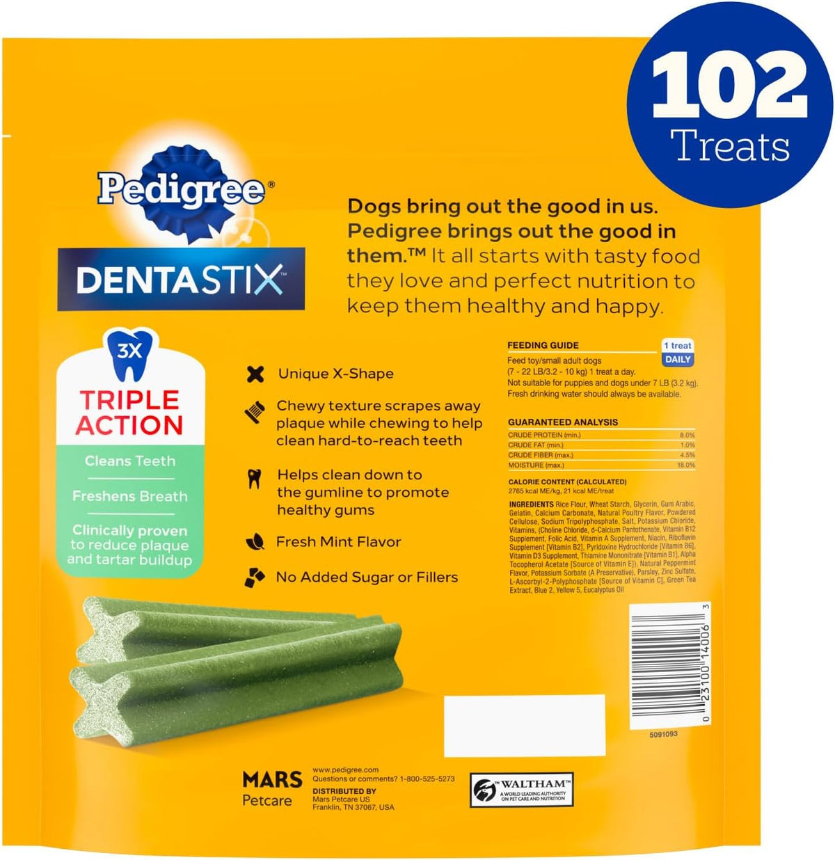 Pedigree Dentastix Dental Chews for Dogs, Small and Toy Breed Dog Treats, Fresh Flavor, 1.54 lb. Bag (102 Treats Total)
