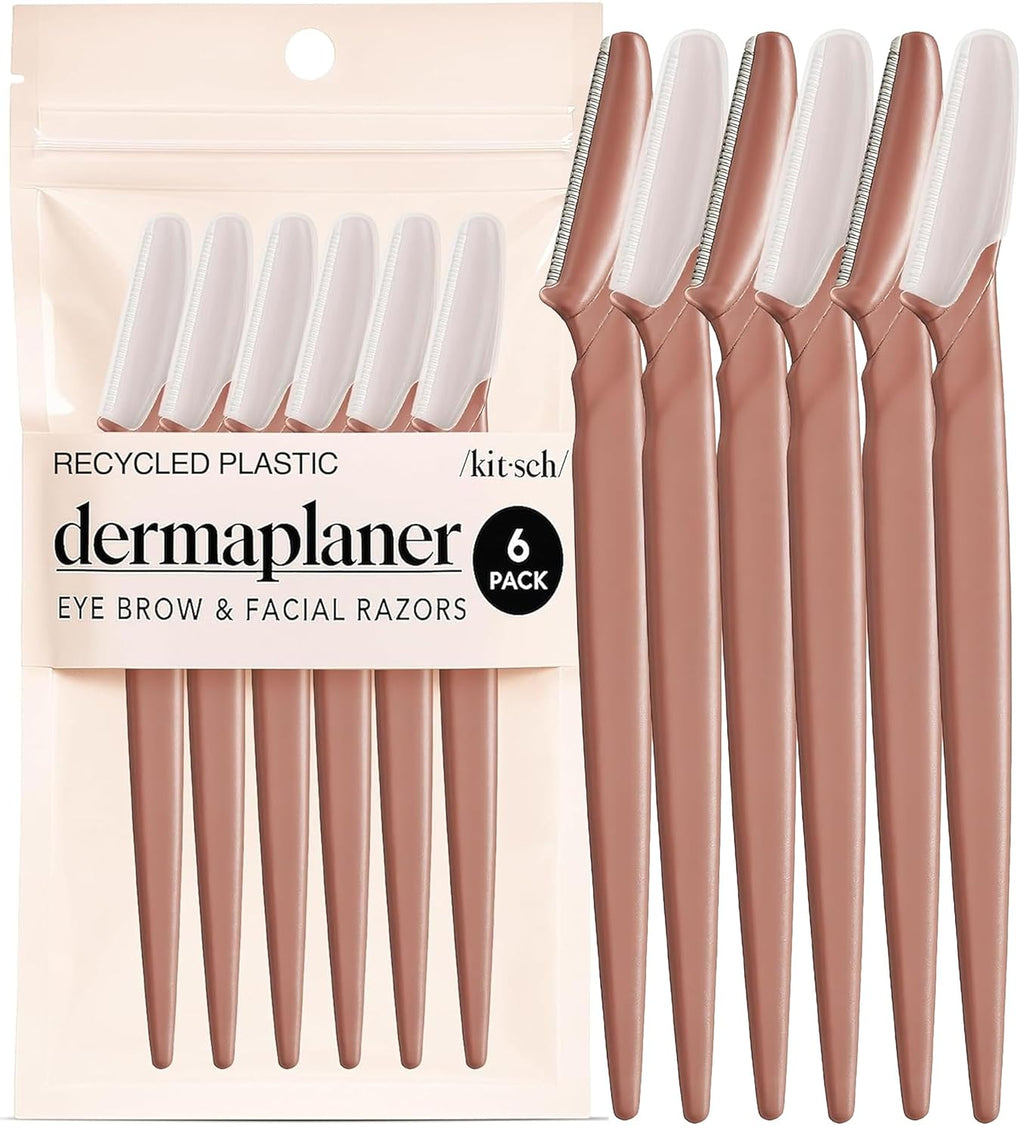 Kitsch Dermaplane Razor for Women Face – Face Razors for Women & Men, Eye Brow Razors & Face Shaver – Exfoliating Facial Razor & Dermaplaner as Skin Care Tool for Smoother Skin - Terracotta, 6 pcs