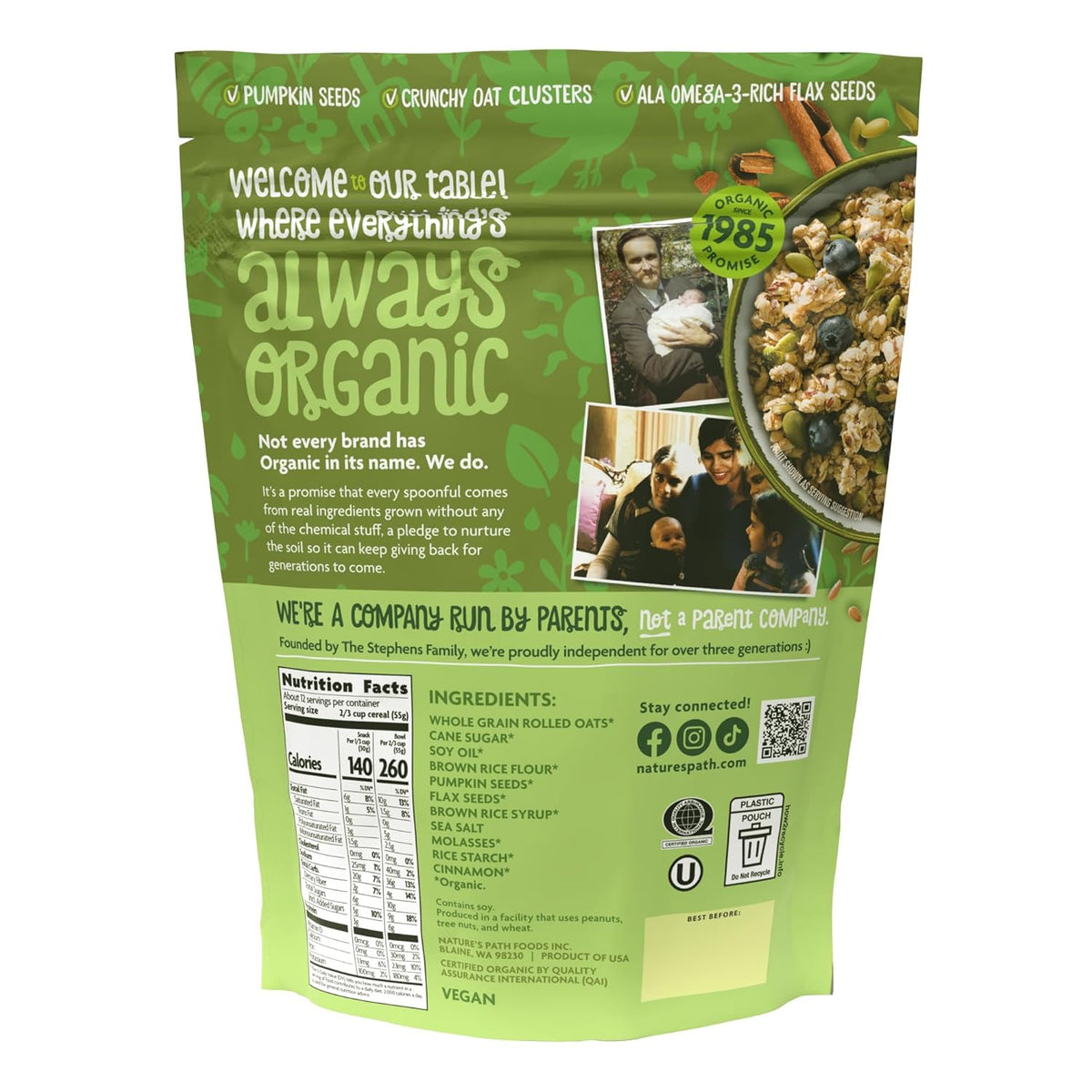 Nature's Path Organic Pumpkin Seed + Flax Granola, 24.7 oz (Pack of 1), Non-GMO