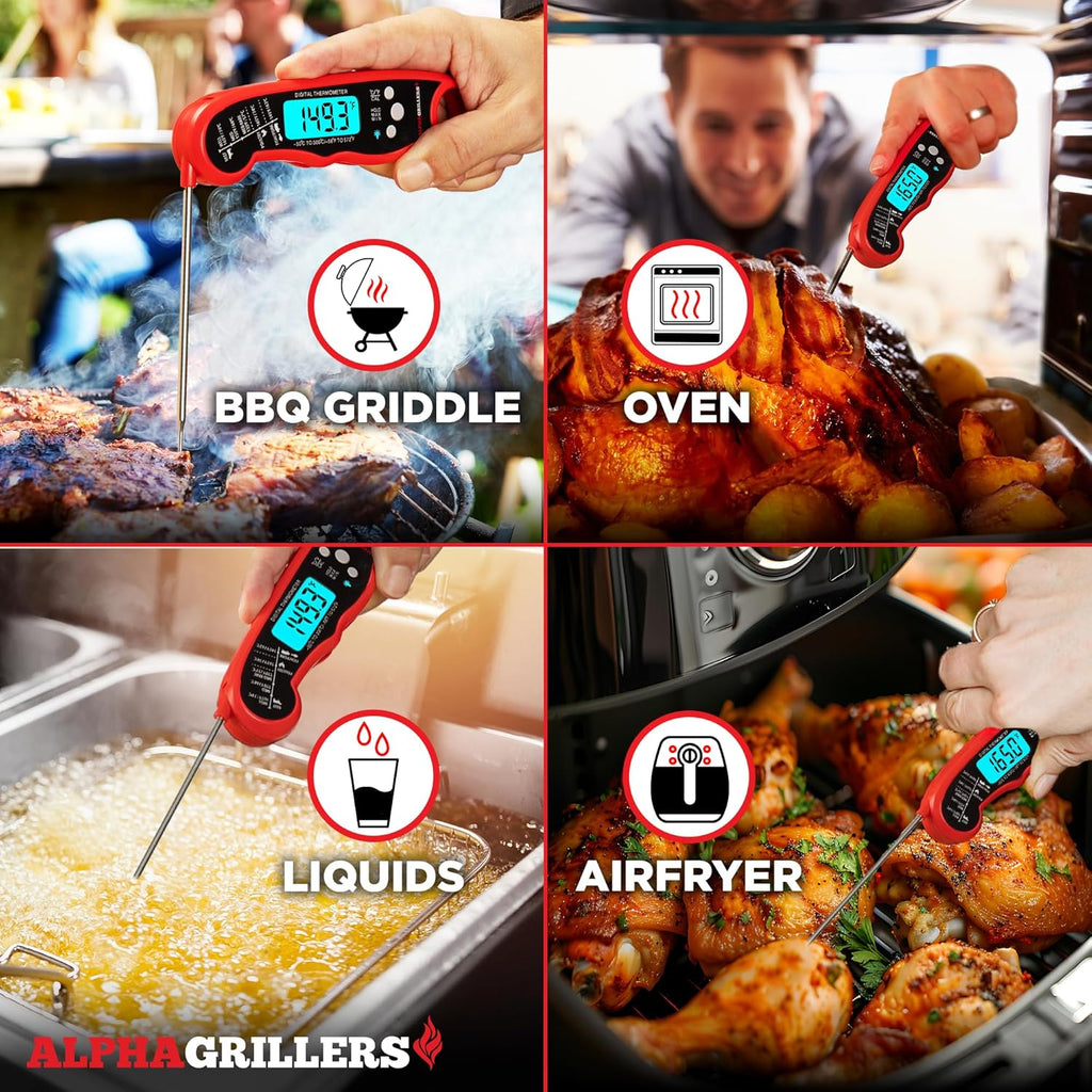 Alpha Grillers Meat Thermometer Digital – Instant Read Food Thermometer for Cooking & Grilling – Professional Kitchen Gifts for Men, Dad & Mom